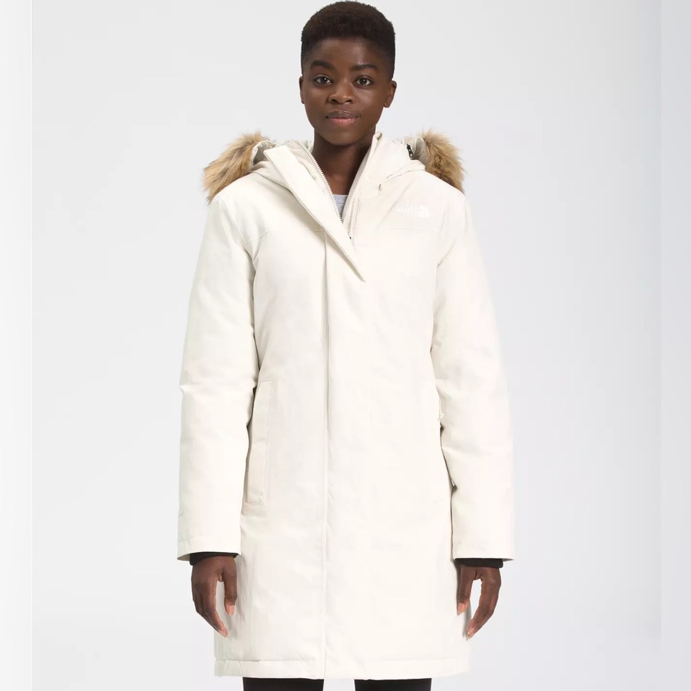 NWT women vintage white North Face - Arctic Parka long coat hood faux fur - Picture 2 of 12